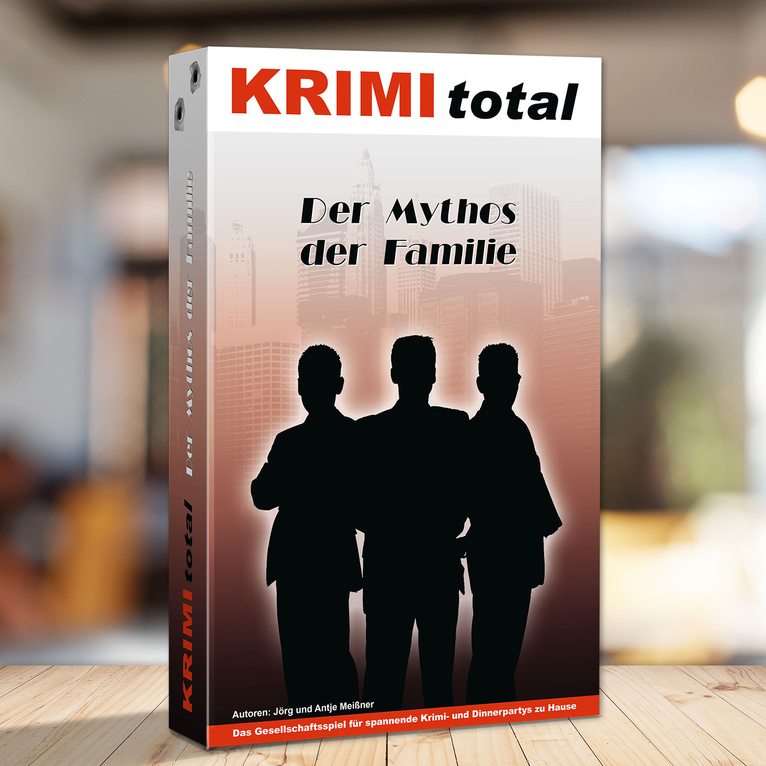 Abbildung eines Spielkartons des Krimidinner Spiels "KRIMI total - Der Mythos der Familie"