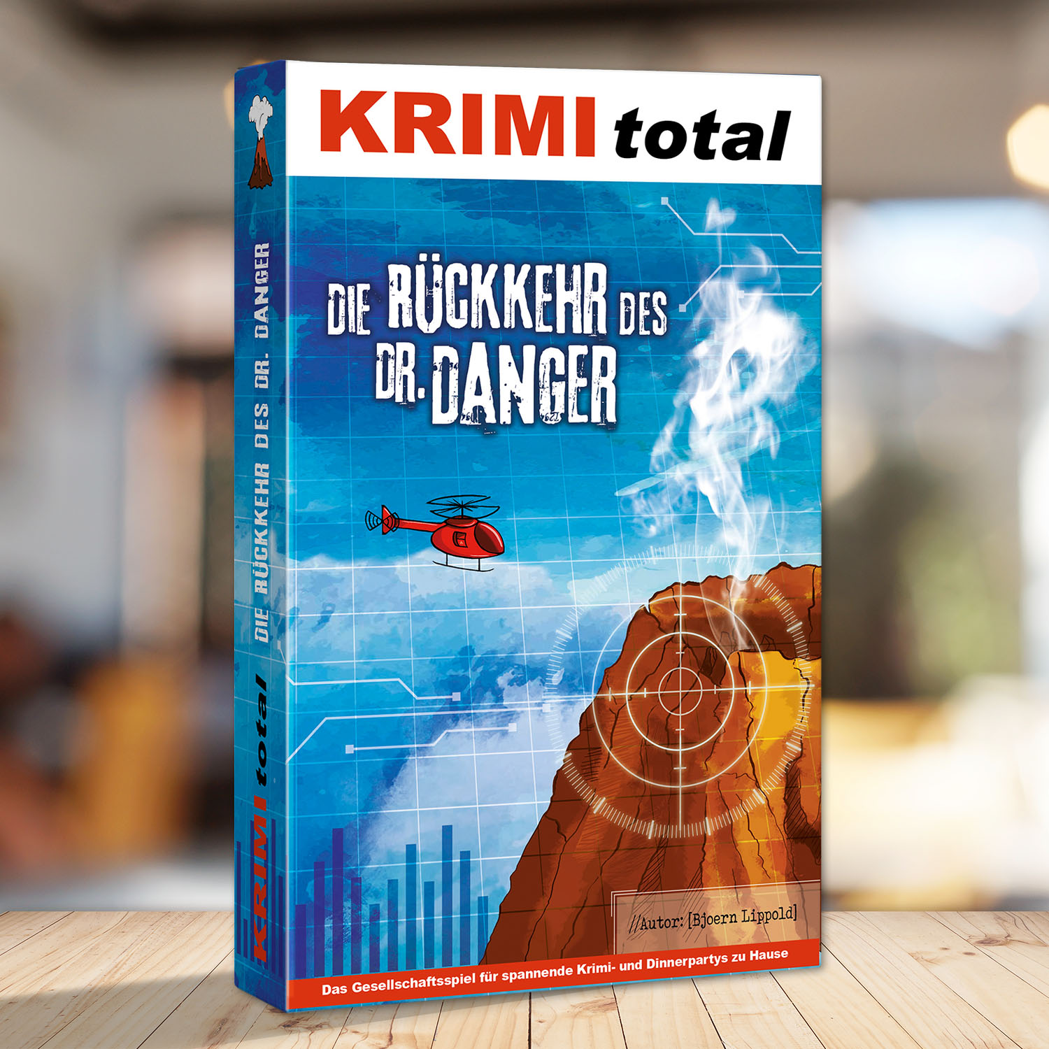 Abbildung eines Spielkartons des Krimidinner Spiels "KRIMI total - Die Rückkehr des Dr. Danger"